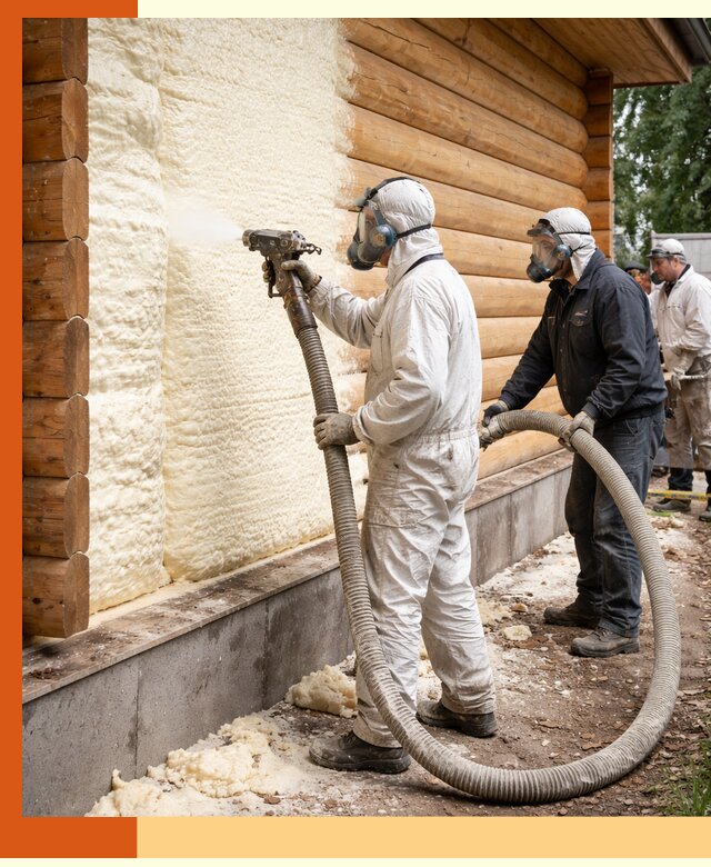 Утепление дома из бруса пенополиуретаном в Благовещенске