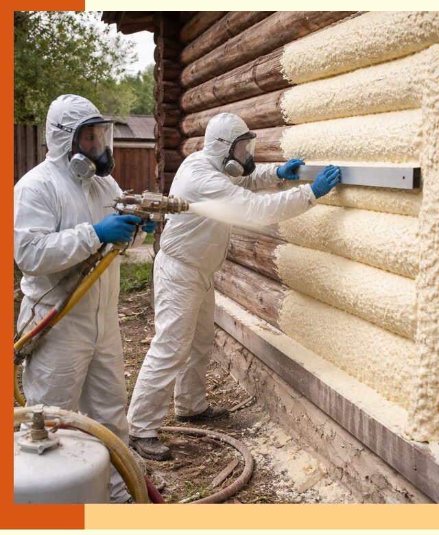 Утепление бревенчатого дома ППУ в Благовещенске эффективной изоляцией