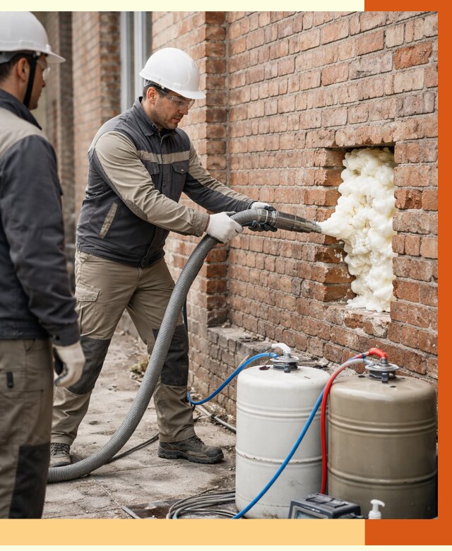 Заливка ППУ в пустоты кирпичной стены в Благовещенске от 2856 руб. | ТепломастерБгв