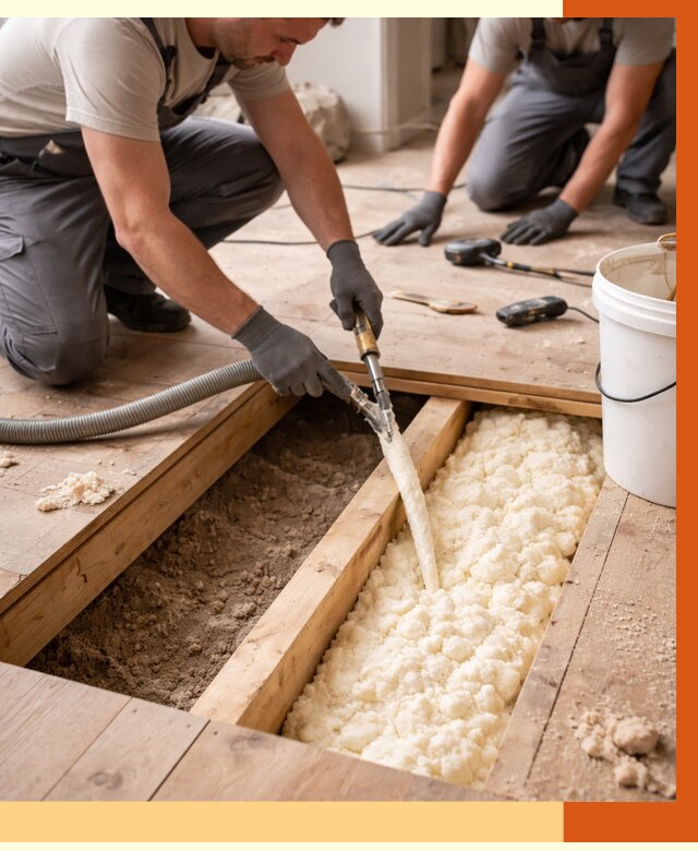 Заполнение пустот пола в Благовещенске от 2804 руб. — утепление пустот пола под ключ | ТепломастерБгв