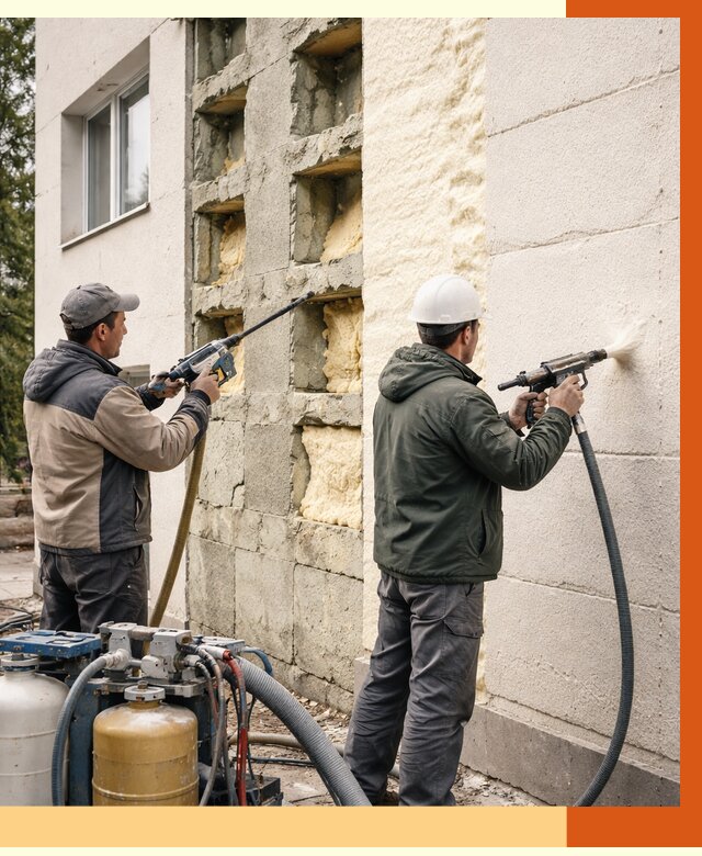 Заполнение пустот фасада в Благовещенске от 4674 руб. — утепление пустот облицовки | ТепломастерБгв