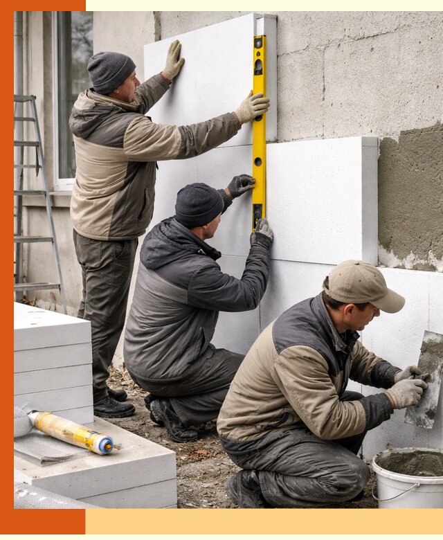 Утепление пенопластом наружных стен и фасадов в Благовещенске