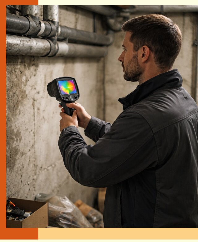 Тепловизионное обследование подвала в Благовещенске для поиска утечек тепла
