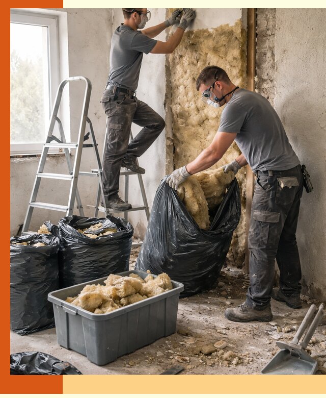 Демонтаж старого утеплителя и вывоз отходов в Благовещенске