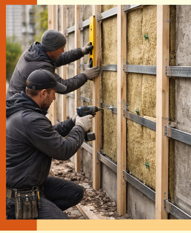 Монтаж обрешетки под утепление зданий и квартир в Благовещенске